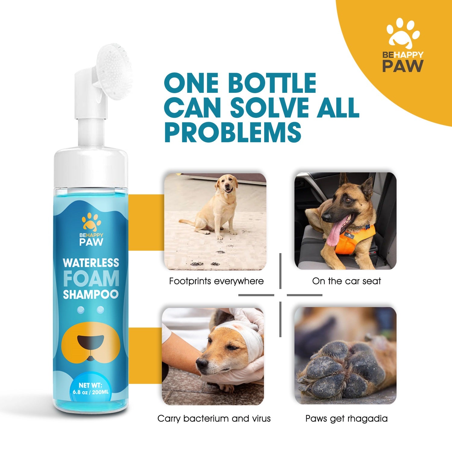 No-Rinse Paw Cleaner Foam, Waterless Dog Shampoo, Naturally Formulated to  Quickly Clean Up Dogs & Cats' Paws